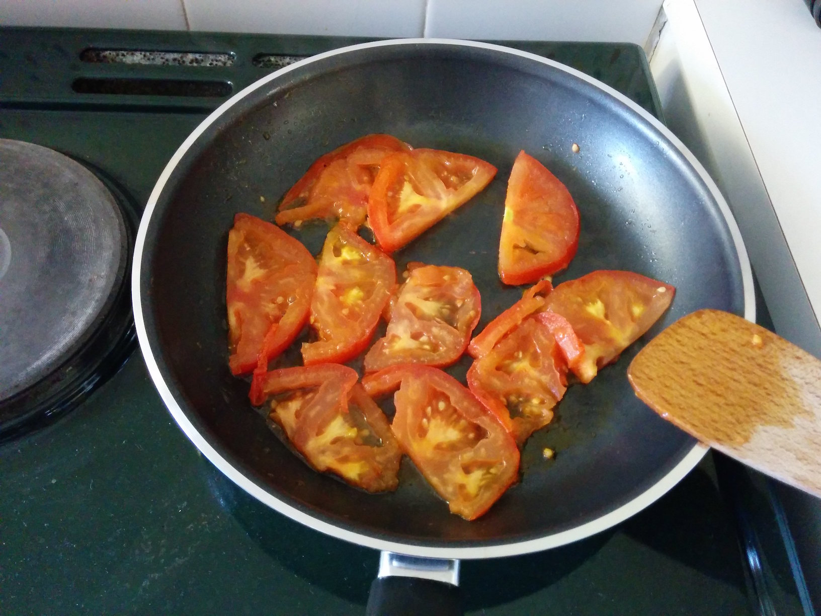 Tomatoes after frying in oil